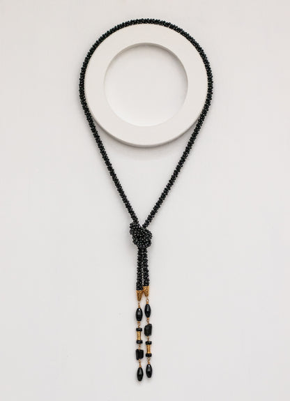 VENEZIA ROPE NECKLACE BLACK SPINEL