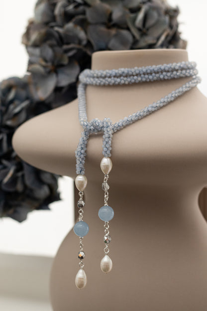 VENEZIA ROPE NECKLACE BLUE LACE AGATE