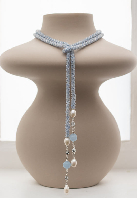 VENEZIA ROPE NECKLACE BLUE LACE AGATE