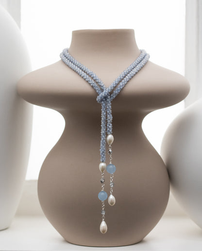 VENEZIA ROPE NECKLACE BLUE LACE AGATE