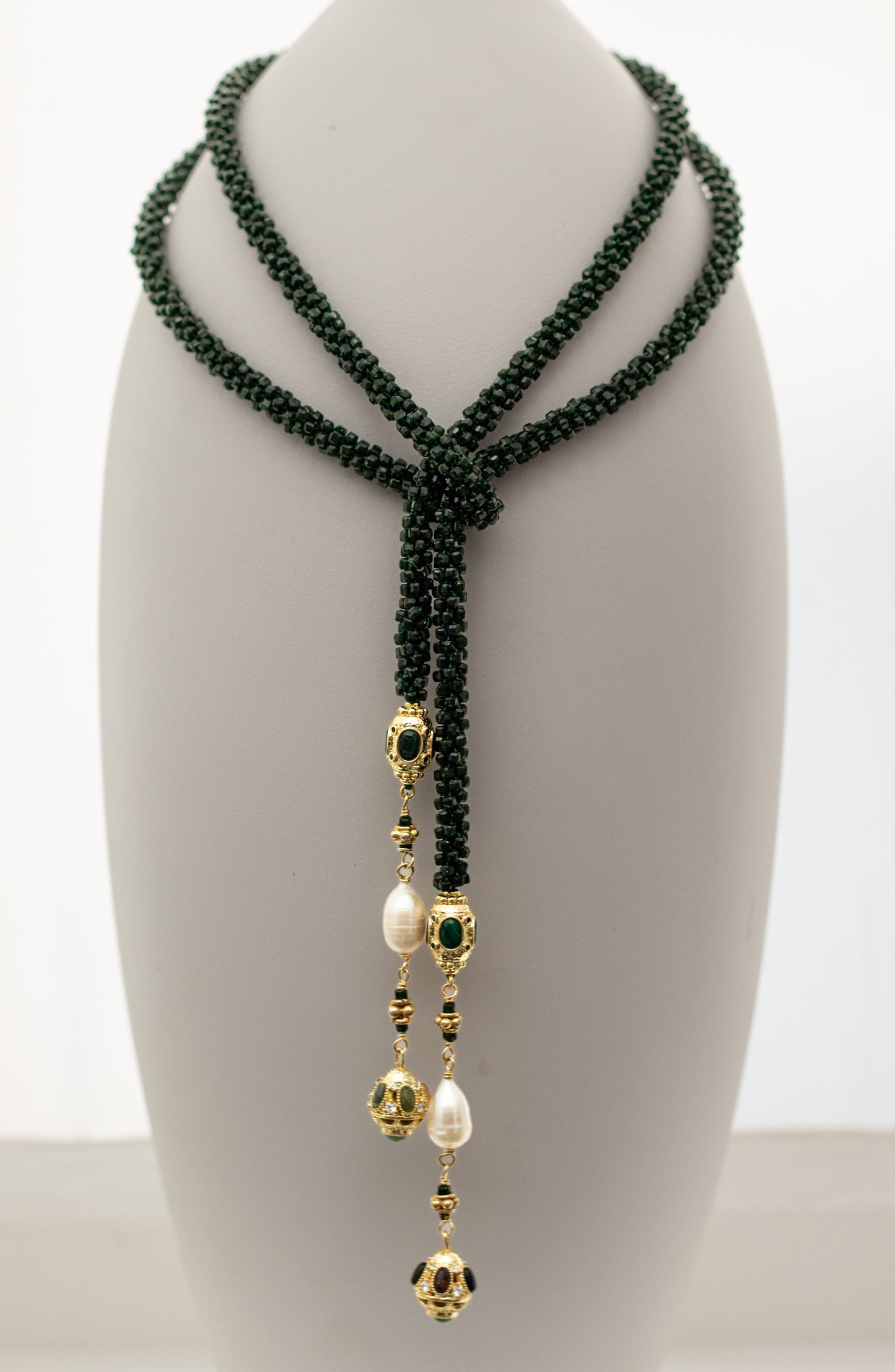 VENEZIA ROPE NECKLACE GREEN SUNSTONE