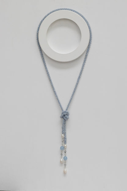 VENEZIA ROPE NECKLACE BLUE LACE AGATE